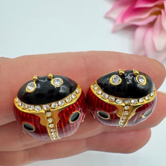 Vintage MULTILANA Ladybug Clip On Earrings Chunky Insect Bug Good Luck Lucky Fun - Picture 12 of 16